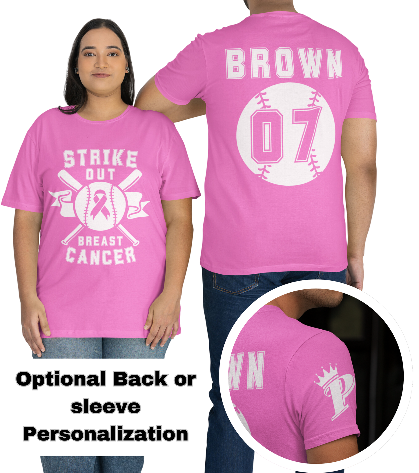 Strike Out Breast Cancer Tee, Personalized Sports Team Tee