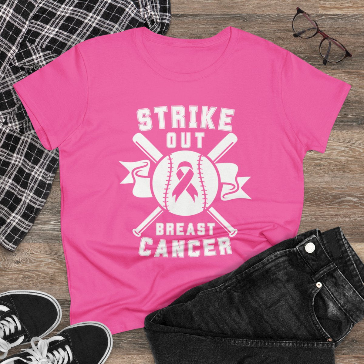 Strike Out Breast Cancer Tee, Personalized Sports Team Tee