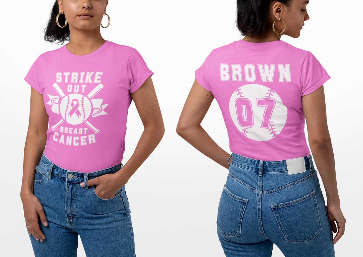 Strike Out Breast Cancer Tee, Personalized Sports Team Tee