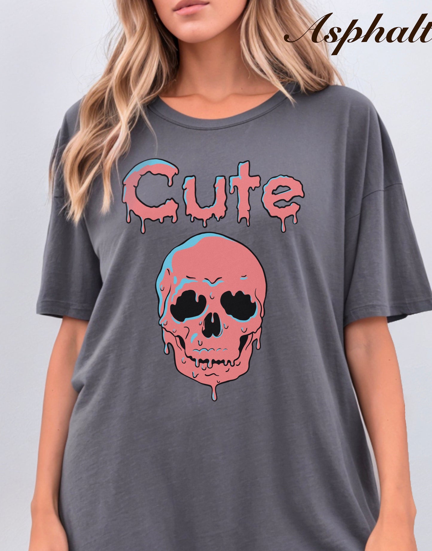 Cute Pink Slime Skull Unisex Short Sleeve Tee Halloween Shirt Women's Shirt