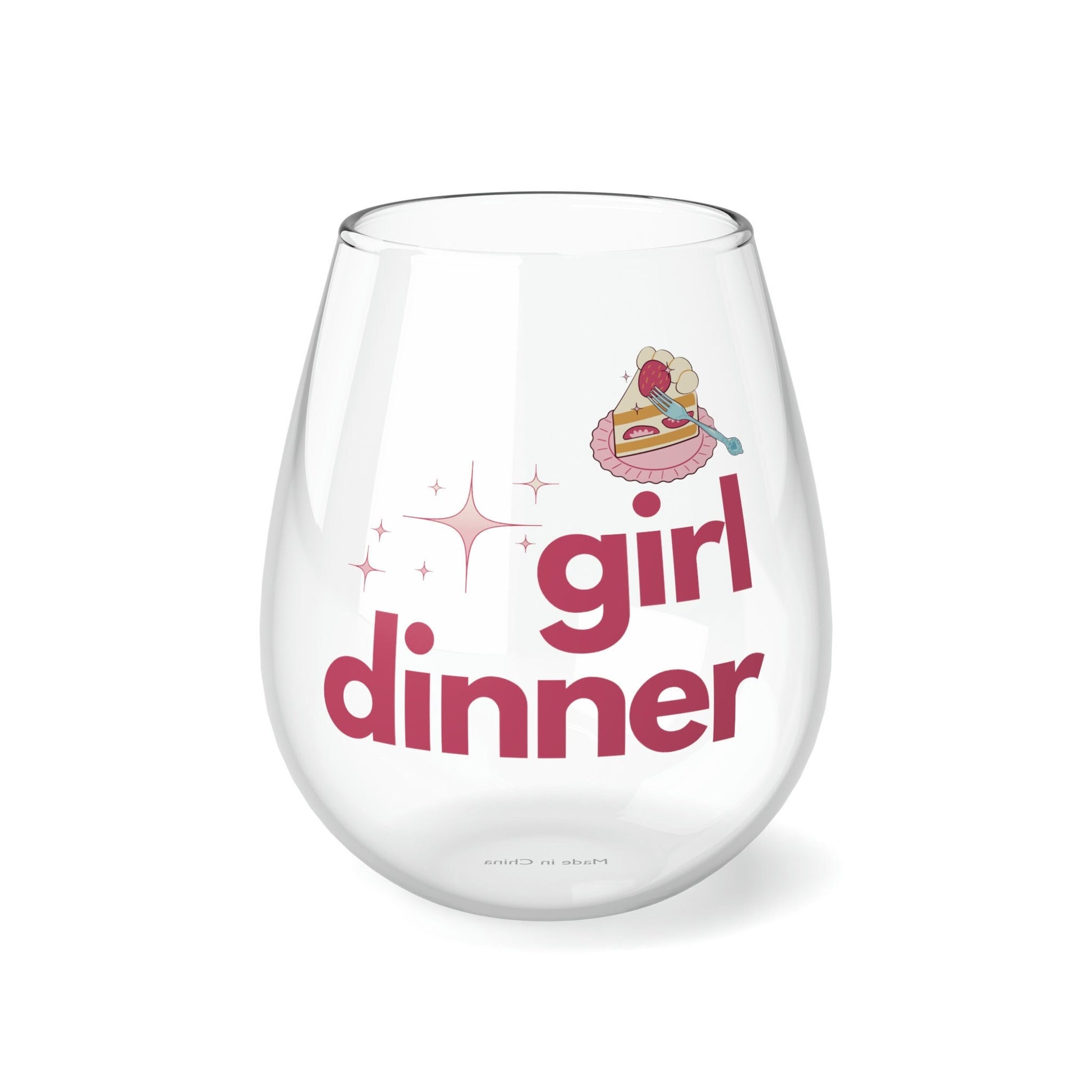 Girl Dinner Stemless Wine Glass, 11.75oz