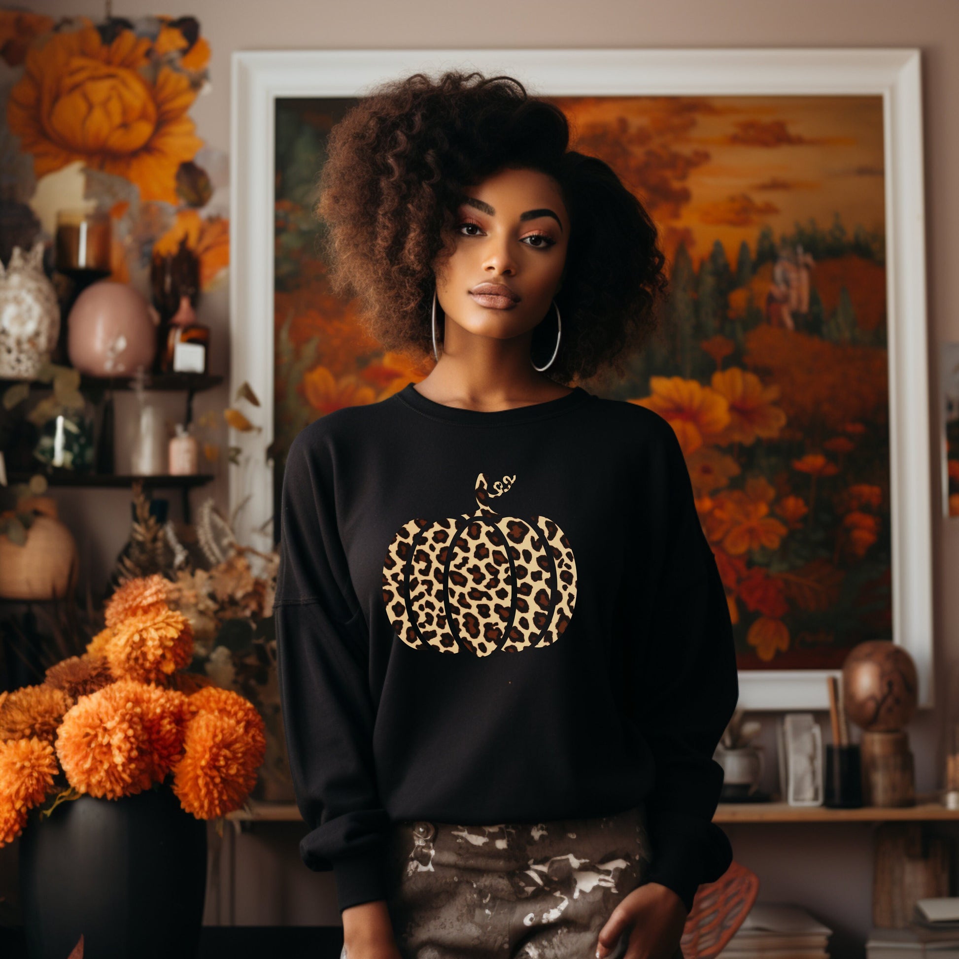 Leopard Pumpkin Sweatshirt, Leopard Pumpkin shirt, Leopard Pumpkin Shirt, Pumpkin Shirt, Leopard Print Pumpkin Shirt, Cheetah Pumpkin Shirt