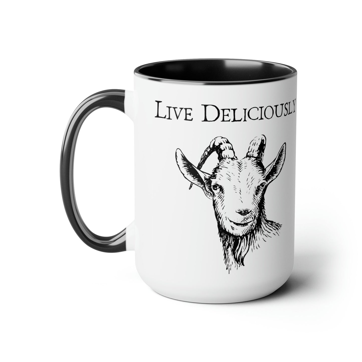 Live Deliciously Coffee Mug, Black Phillip, The Witch Movie, The VVitch Movie Reference Mug for Tea and Coffee 15oz