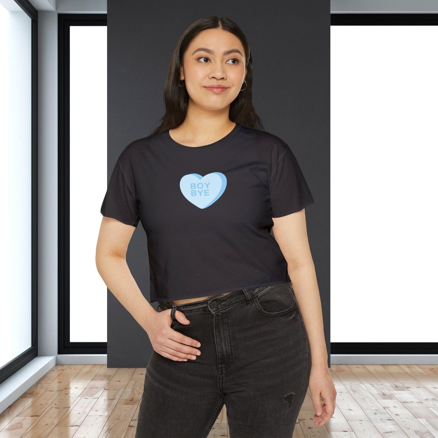 Boy Bye Rude Candy Heart Women's Baby Tee Crop Top