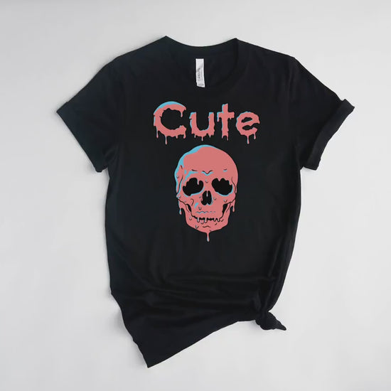 Cute Pink Slime Skull Unisex Short Sleeve Tee Halloween Shirt Women's Shirt